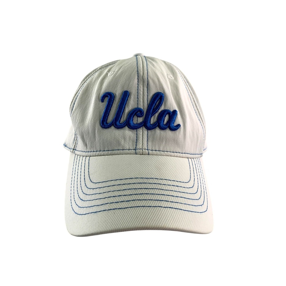 UCLA Bruins Hat Cap Fitted Mens XL White Blue NCAA Basketball Script One Fit 84